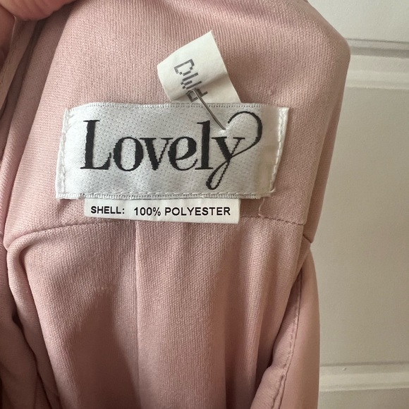 Dessy High Neck Chiffon bridesmaid Dress w/ Front Slit- toasted sugar, size 8 - Picture 6 of 11